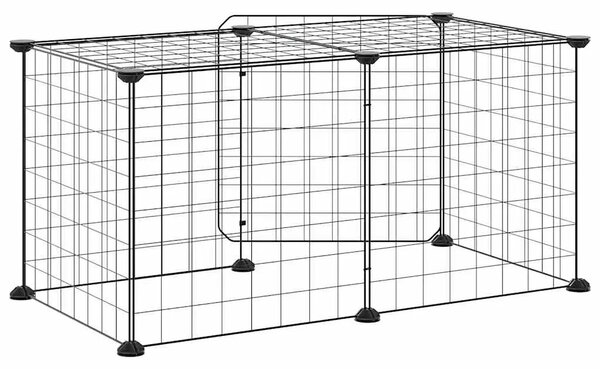 Kavez za ljubimce s 8 panela i vratima crni 70x35x35 cm čelični - 4.3 x 4.3 cm 8 panela s vratima 4 3 x 4 3 cm 8 panela s vratim
