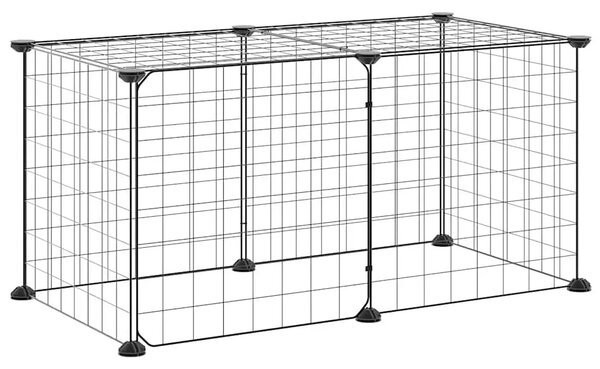 Kavez za ljubimce s 8 panela i vratima crni 70x35x35 cm čelični - 4.3 x 4.3 cm 8 panela s vratima 4 3 x 4 3 cm 8 panela s vratim