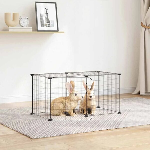 Kavez za ljubimce s 8 panela i vratima crni 70x35x35 cm čelični - 4.3 x 4.3 cm 8 panela s vratima 4 3 x 4 3 cm 8 panela s vratim