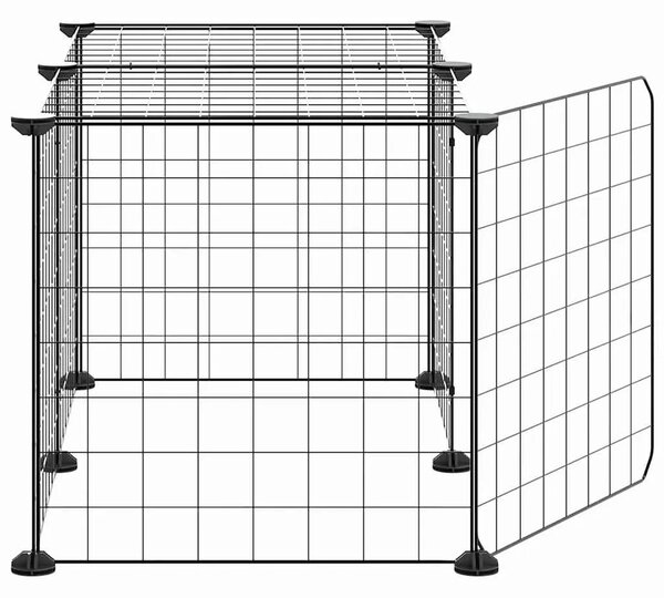 Kavez za ljubimce s 8 panela i vratima crni 70x35x35 cm čelični - 4.3 x 4.3 cm 8 panela s vratima 4 3 x 4 3 cm 8 panela s vratim