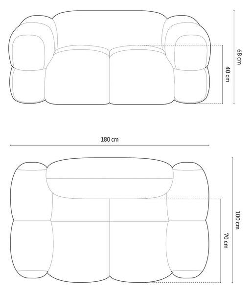 Tamno smeđa baršunasti sofa 180 cm Loretto – Cosmopolitan Design