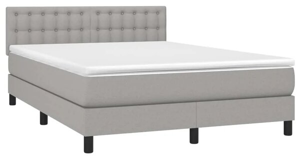 Krevet box spring s madracem svjetlosivi 140x200 cm od tkanine - Svjetlosiva 140 x 200 cm gumbi Svjetlosiva