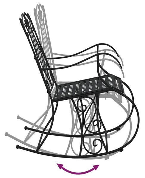 Klupa za ljuljanje 84 cm crna čelična - 84 x 54 x 95 cm 1 1 1