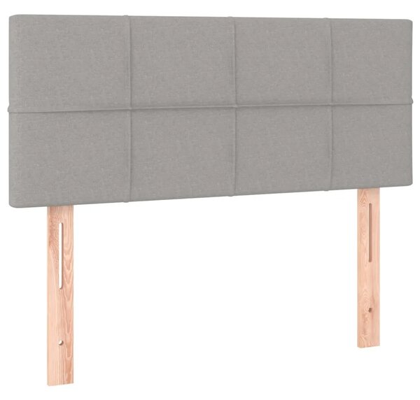 Box spring krevet s madracem svjetlosivi 90x190 cm baršunasti - Svjetlosiva 90 x 190 cm Blok s kvadratima Svjetlosiva