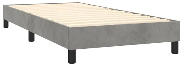 Box spring krevet s madracem svjetlosivi 90x190 cm baršunasti - Svjetlosiva 90 x 190 cm Blok s kvadratima Svjetlosiva