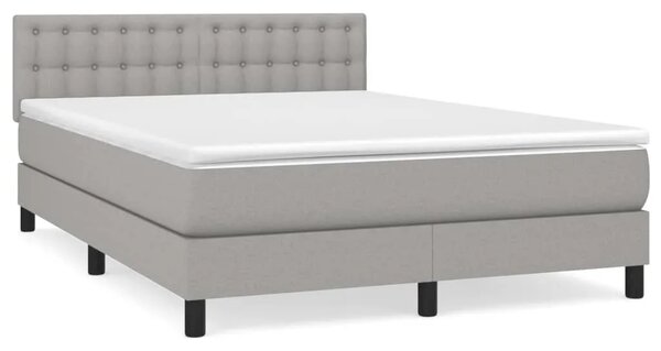 Krevet box spring s madracem svjetlosivi 140x200 cm od tkanine - Svjetlosiva 140 x 200 cm gumbi Svjetlosiva