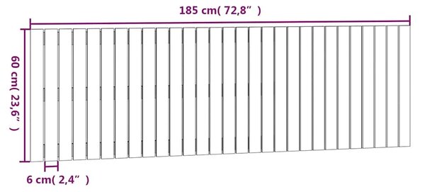 Zidno uzglavlje bijelo 185x3x60 cm od masivne borovine - Bijela 185 x 60 cm 1 Bijela
