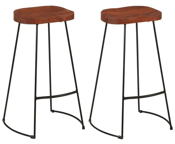 Barski stolci Gavin 2 kom 50 x 40 x 78 od masivnog drva manga - Smeđa 45 x 40 x 78 cm 2 masivno drvo manga