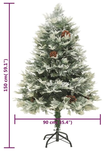 Osvijetljeno božićno drvce sa šiškama zeleno 150 cm PVC i PE - 150 x 90 cm 1 1 1