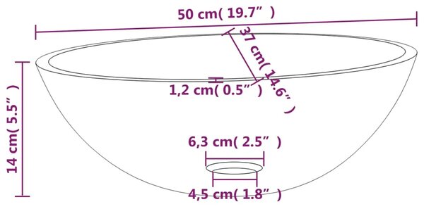 Lavabo - Umivaonik stakleni 50 x 37 x 14 cm crni - Crna Crna