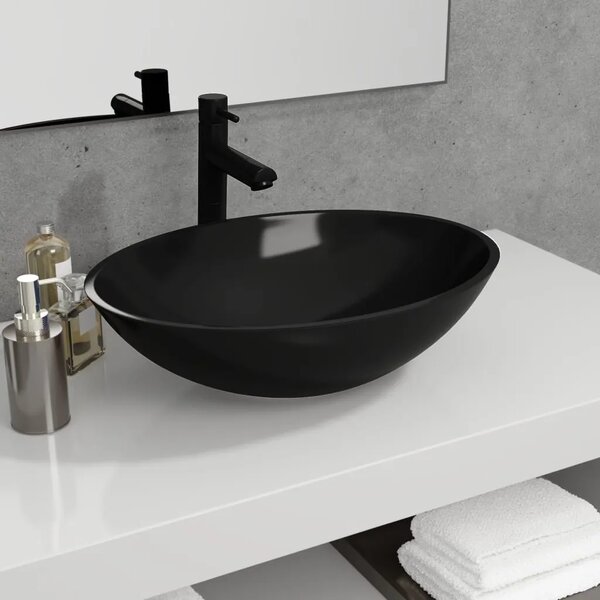 Lavabo - Umivaonik stakleni 50 x 37 x 14 cm crni - Crna Crna
