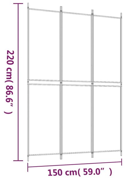 Paravan - Sobna pregrada s 3 panela bijela 150 x 220 cm od tkanine - Bijela 150 x 220 cm 1 1