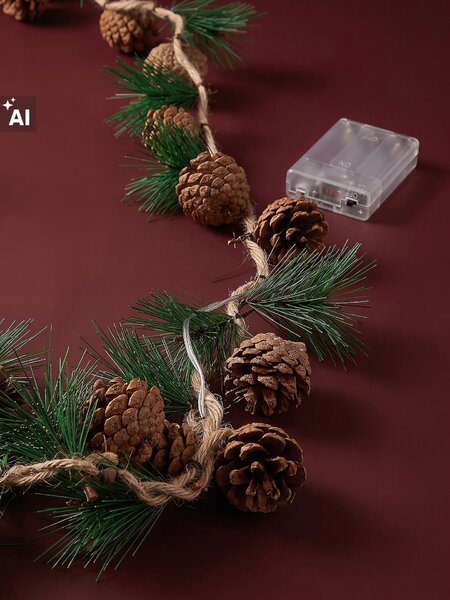 Sinsay - Božićna LED girlanda s crnogoričnim grančicama i češerima