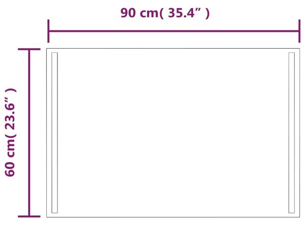 LED kupaonsko ogledalo 60x90 cm - 60 x 90 cm 1 60 x 90 cm