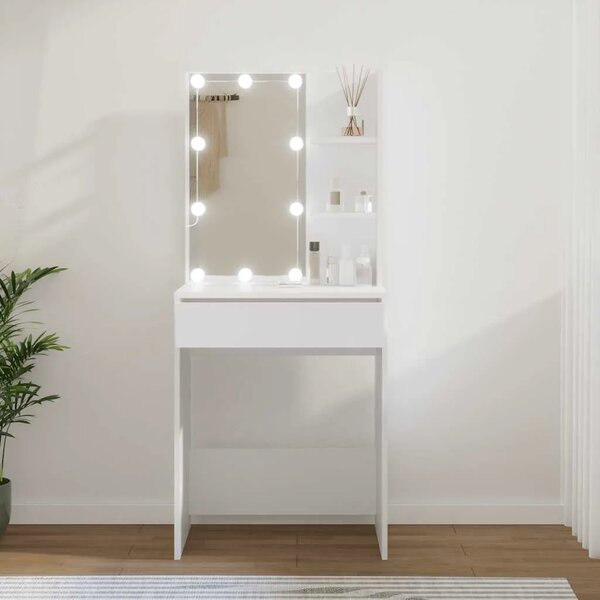 Toaletni stolić s LED svjetlima bijeli 60x40x140 cm - Bijela 1 Bijela