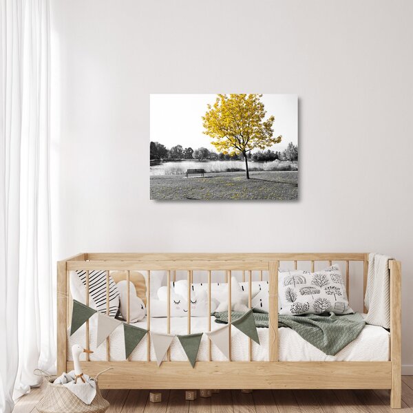 Staklena slika - Odmor u parku (70x50 cm)