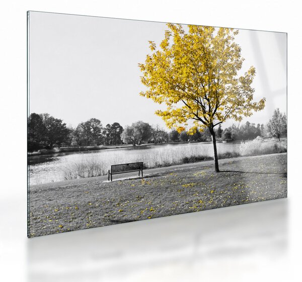 Staklena slika - Odmor u parku (70x50 cm)