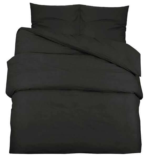 Set posteljine za poplun crni 240x220 cm lagana mikrovlakna - Crna 240 x 220 cm + 60 x 70 cm 1 1
