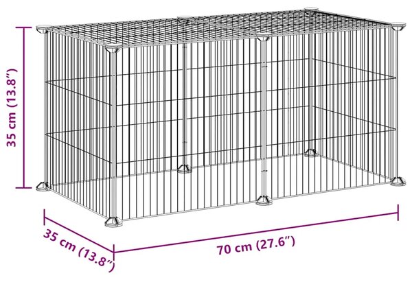 Kavez za kućne ljubimce s 8 panela crni 70x35x35 cm čelični - 13.3 x 1.5 cm 8 panela bez vrata 13 3 x 1 5 cm 8 panela bez vrata