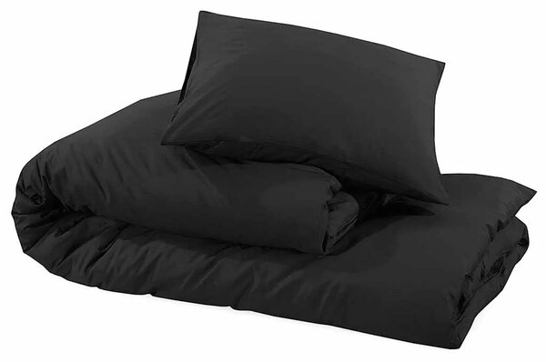Set posteljine za poplun crni 240x220 cm lagana mikrovlakna - Crna 240 x 220 cm + 60 x 70 cm 1 1