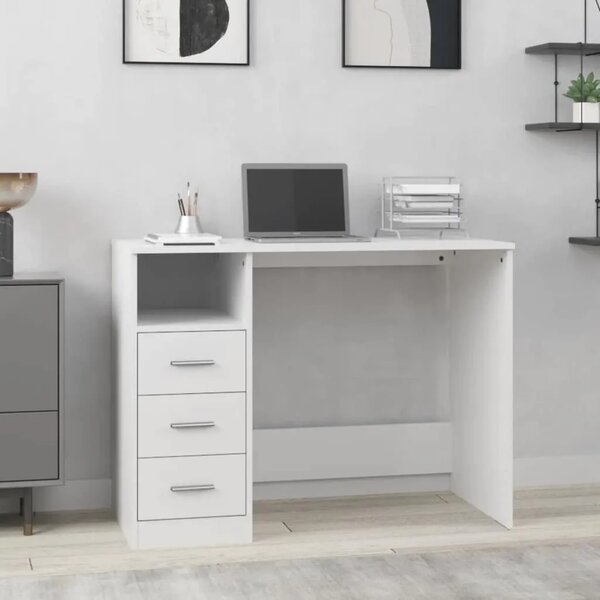 Radni stol s ladicama bijeli 102 x 50 x 76 cm konstruirano drvo - Bijela Bijela