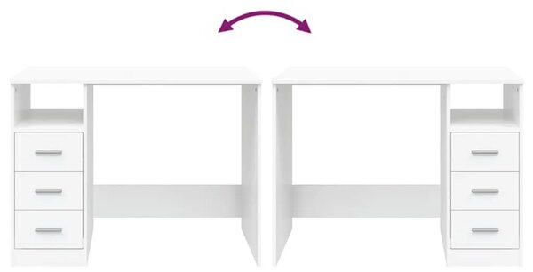 Radni stol s ladicama bijeli 102 x 50 x 76 cm konstruirano drvo - Bijela Bijela
