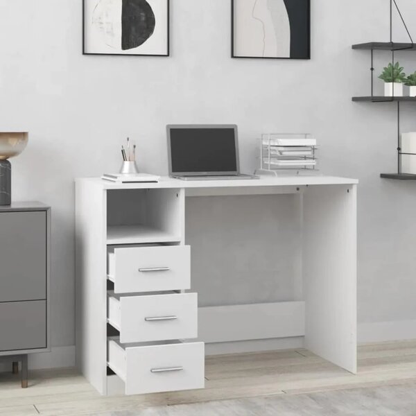 Radni stol s ladicama bijeli 102 x 50 x 76 cm konstruirano drvo - Bijela Bijela