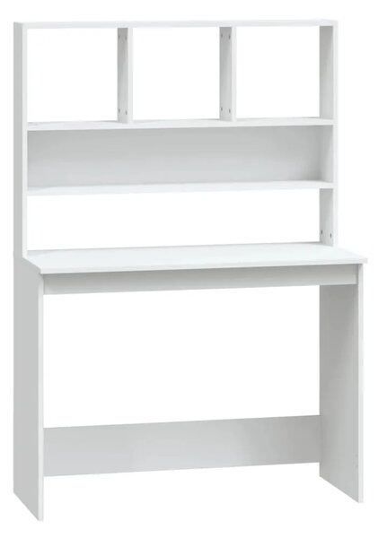Radni stol s policama bijeli 102x45x148 cm konstruirano drvo - Bijela Bijela