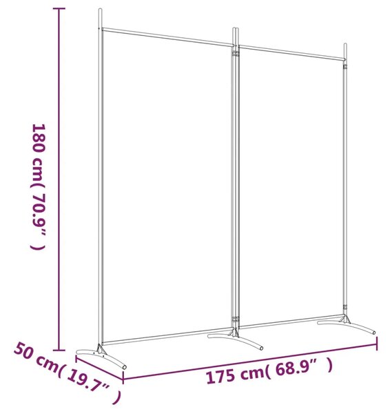 Paravan - Sobna pregrada s 2 panela smeđa 175 x 180 cm od tkanine - Smeđa 175 x 180 cm 1 1