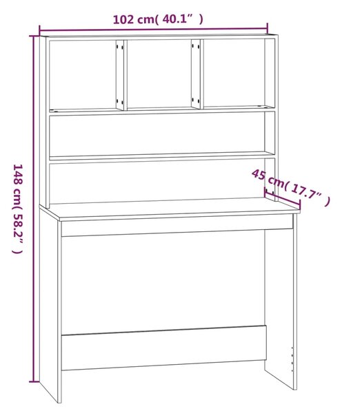 Radni stol s policama bijeli 102x45x148 cm konstruirano drvo - Bijela Bijela