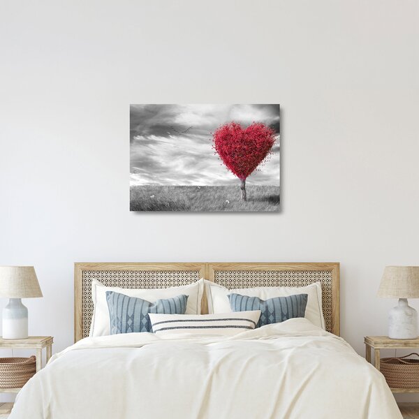 Staklena slika - Krošnja stabla u obliku srca (70x50 cm)