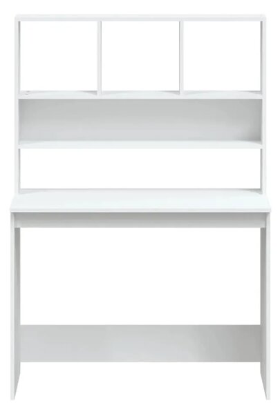 Radni stol s policama bijeli 102x45x148 cm konstruirano drvo - Bijela Bijela