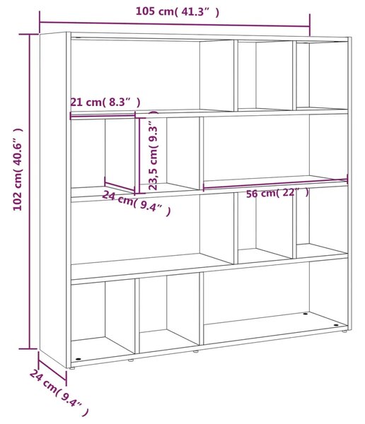Ormarić za knjige / Paravan - Sobna pregrada boja betona 105x24x102 cm - Beton siva 1 1 Beton siva