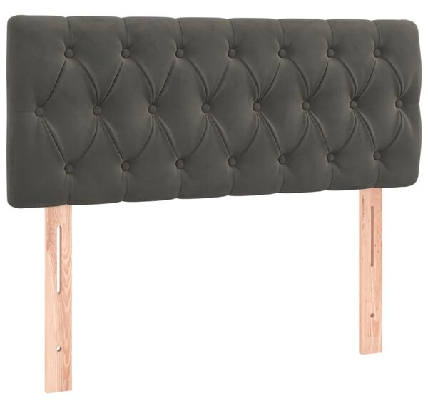 Box spring krevet s madracem tamnosivi 100x200 cm baršunasti - Tamno siva 100 x 200 cm Dizajn s gumbima Tamno siva