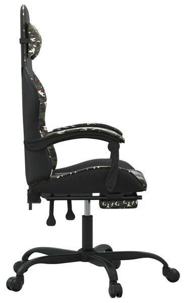 Gaming stolica s osloncem za noge crno-maskirna od umjetne kože - Crna i maskirna 1 Sa naslonom za noge Crna i maskirna