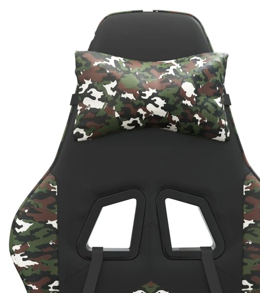 Gaming stolica s osloncem za noge crno-maskirna od umjetne kože - Crna i maskirna 1 Sa naslonom za noge Crna i maskirna