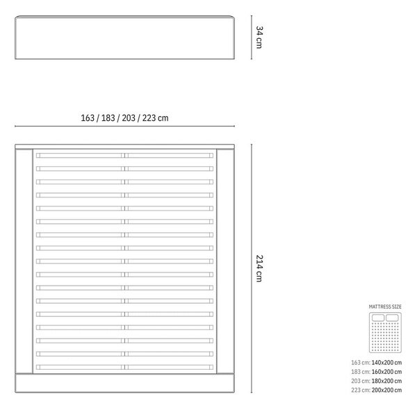 Svijetlo sivi tapecirani bračni krevet s prostorom za odlaganje s podnicom 160x200 cm Simon – Micadoni