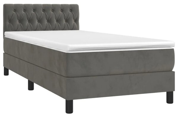 Box spring krevet s madracem tamnosivi 100x200 cm baršunasti - Tamno siva 100 x 200 cm Dizajn s gumbima Tamno siva