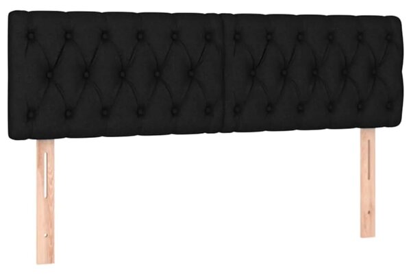Boxspring - Krevet s oprugama i madracem crni 140x200 cm od tkanine - Crna 140 x 200 cm Dizajn s gumbima Crna
