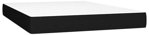 Boxspring - Krevet s oprugama i madracem crni 140x200 cm od tkanine - Crna 140 x 200 cm Dizajn s gumbima Crna