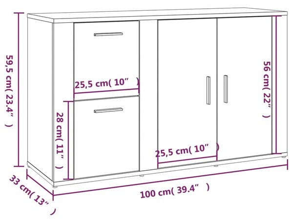 Komoda bijela 100 x 33 x 59 5 cm od konstruiranog drva - Bijela 1 Bijela
