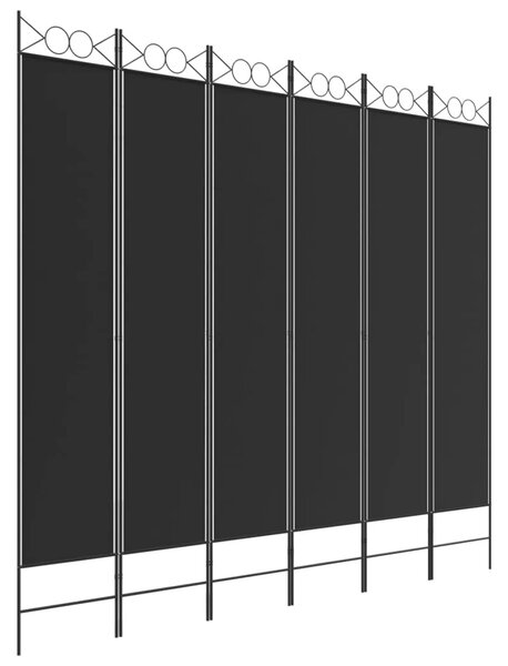 Paravan - Sobna pregrada s 6 panela crna 240x220 cm od tkanine - Crna 240 x 220 cm 1 1