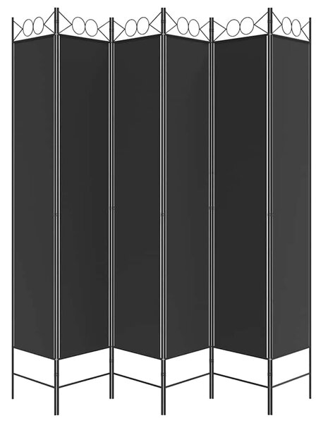 Paravan - Sobna pregrada s 6 panela crna 240x220 cm od tkanine - Crna 240 x 220 cm 1 1