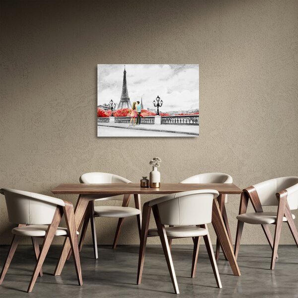 Staklena slika - Ljubavnici u Parizu (70x50 cm)