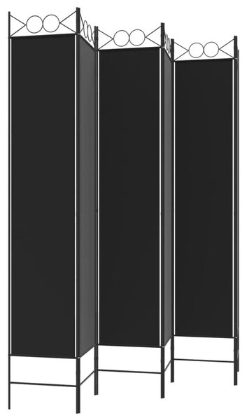 Paravan - Sobna pregrada s 6 panela crna 240x220 cm od tkanine - Crna 240 x 220 cm 1 1