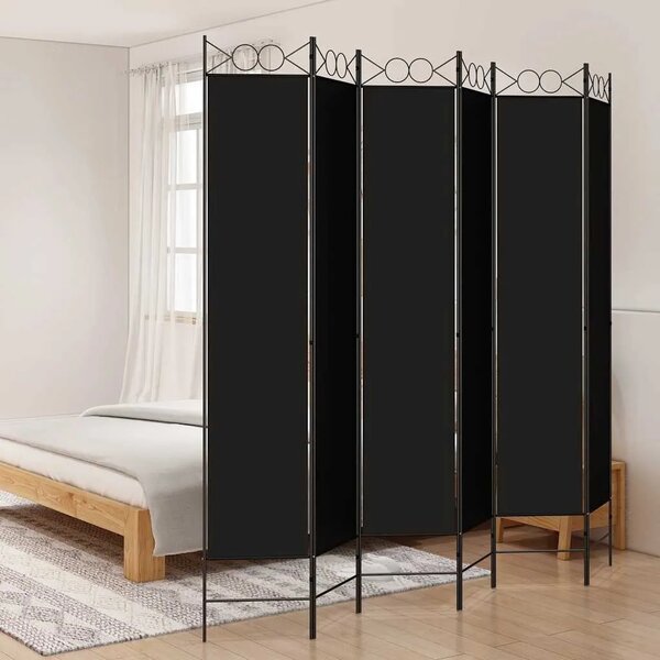 Paravan - Sobna pregrada s 6 panela crna 240x220 cm od tkanine - Crna 240 x 220 cm 1 1
