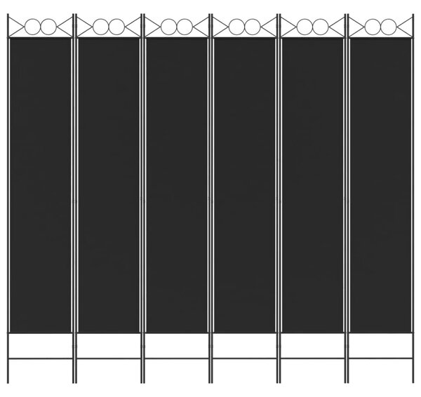 Paravan - Sobna pregrada s 6 panela crna 240x220 cm od tkanine - Crna 240 x 220 cm 1 1