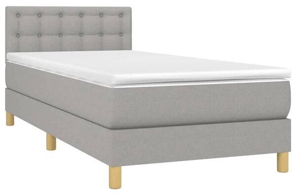 Krevet box spring s madracem LED svjetlosivi 100x200 cm tkanina - Svjetlosiva 100 x 200 cm gumbi Svjetlosiva