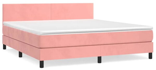 Boxspring - Krevet s oprugama i madracem ružičasti 160x200 cm baršunasti - Ružičasta 160 x 200 cm Gladak dizajn Ružičasta