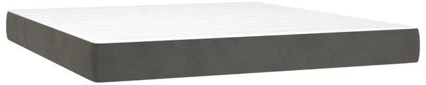 Krevet box spring s madracem LED tamnosivi 160x200 cm baršun - Tamno siva 160 x 200 cm Dizajn s gumbima Tamno siva